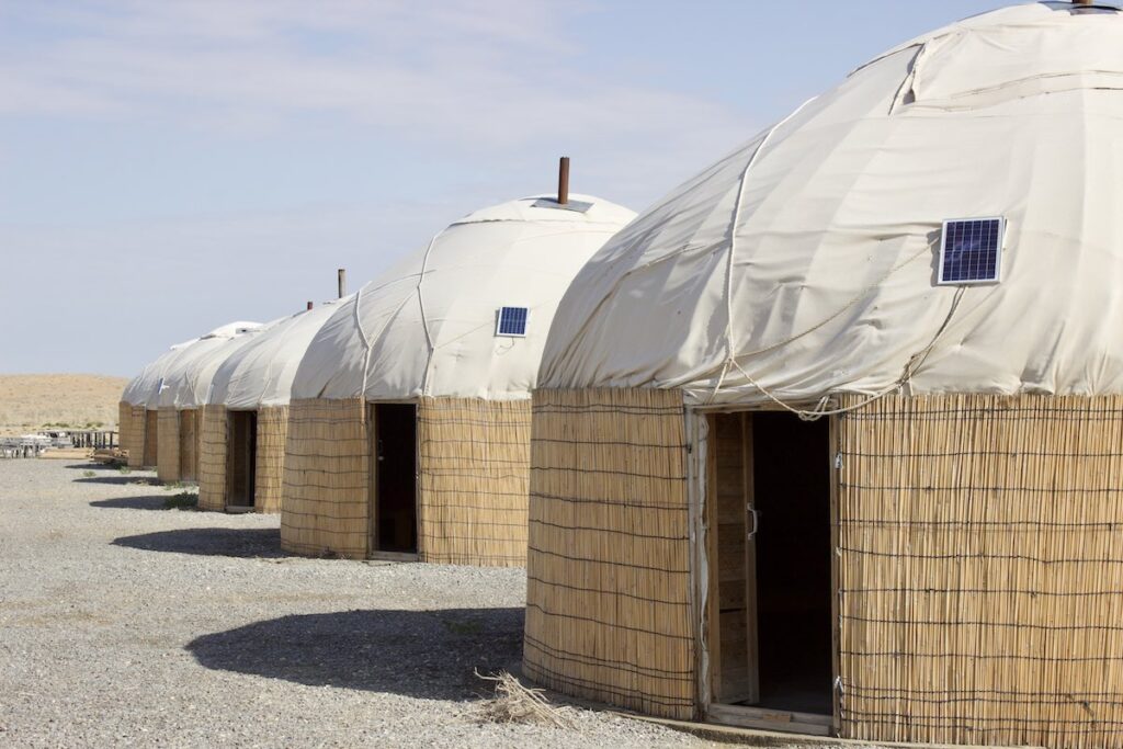 Yurt i den turkmenske ørken tæt ved Darvza Porten til Helvede